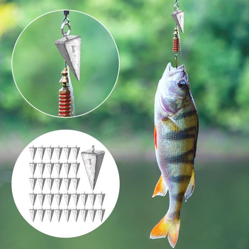 Leyndo 36 Pcs 1oz Pyramid Sinkers Fishing Weights Saltwater Fishing Weights Sinkers Fishing Gear Tackles for Ocean Saltwater Surf