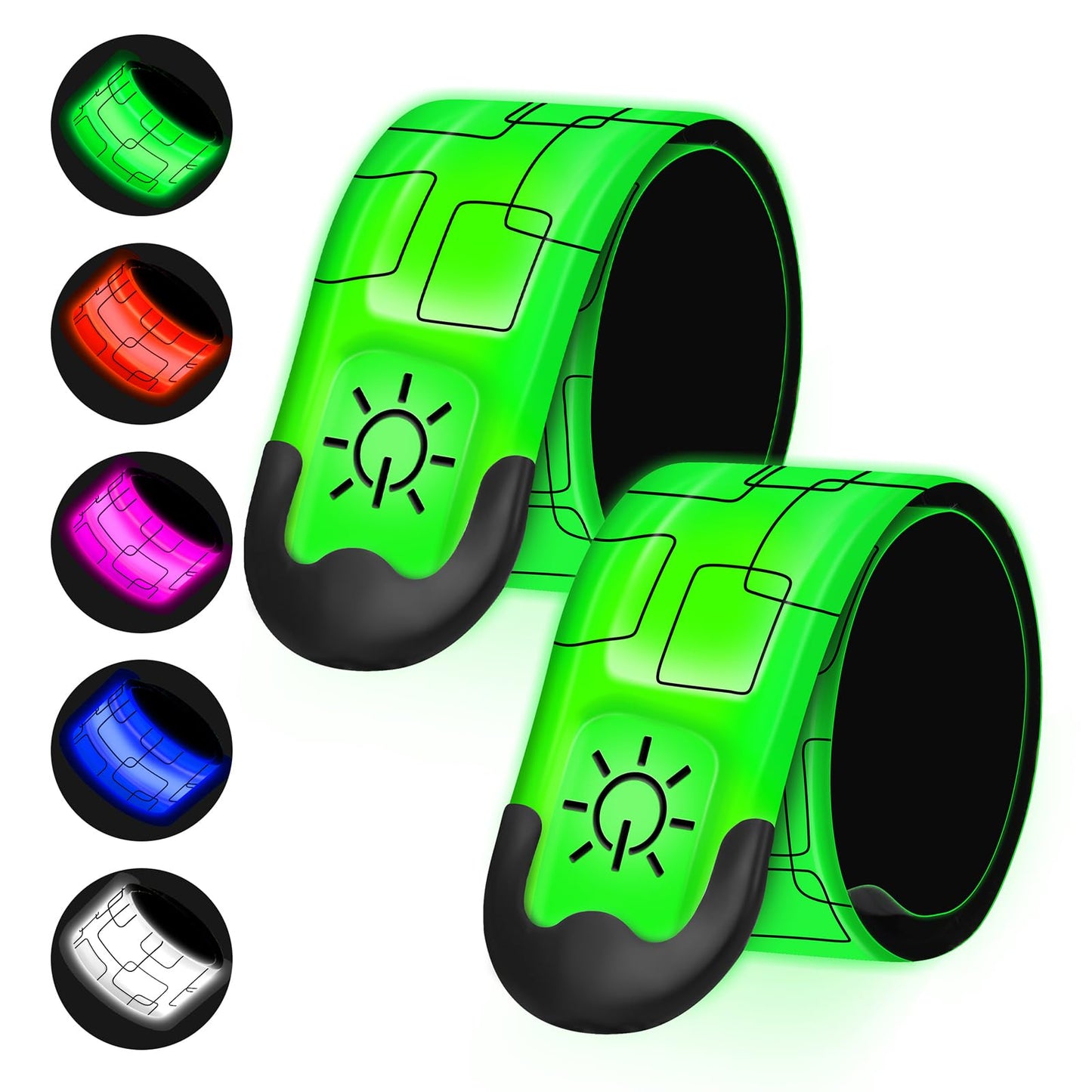 2PCS LED Armband for Running Walking at Night, High Visibility Reflective Running Gear Rechargeable LED Armband Light Up Arm Bands for Men Women Kids Night Cycling Walking Joggers Running Safety Gear