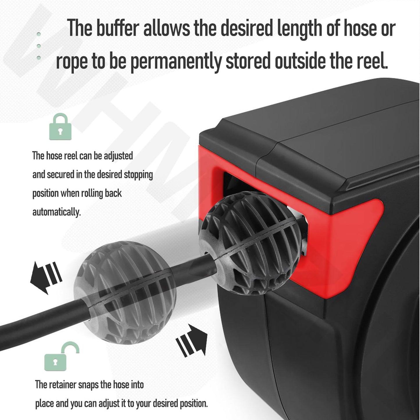 16mm Hole Ball Stopper for 3/8" ID Spring Driven Air Hose Reel - Prevents Tangling and Damage, Adjustable Hose Bumper, Fits Auto Rewind Retractable Hose Reel Need to Screw Tightl
