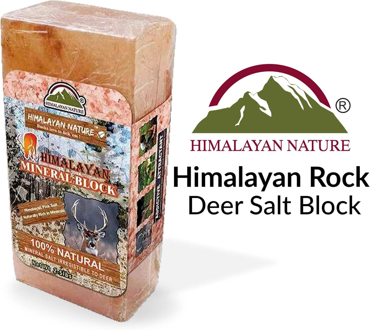 100% Natural Himalayan Rock Deer Salt Licking Block - Animal Licking Mineral Salt Block, Natural Feed Salts Bricks For Deer and Livestock Animals - 5 Lbs, 2x4x8 inch, Pack of 1