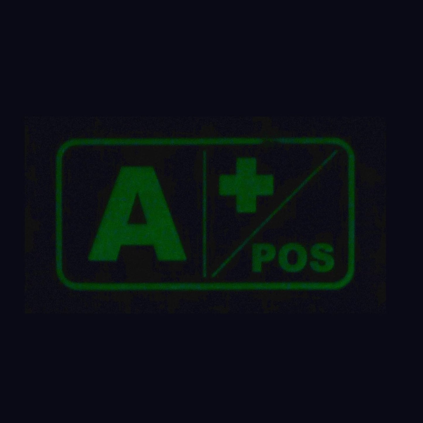 Mini First Aid Blood Type PVC Patch Black and White Glow Dark Compatible with Velcro PVC Patches for Hats,Plate Carrier,Ifak,First Aid Kit Patch (O Positive)