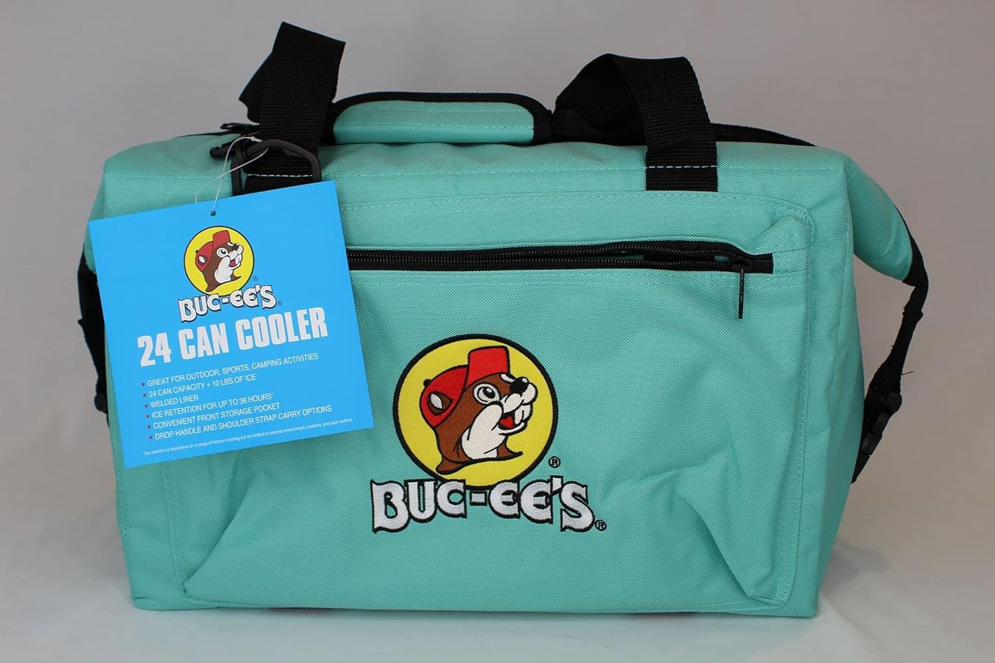 Buc-ee's 26L Cooler Bag - 24 Can Insulated Lunch Soft Cooler Bag with Deep Freeze, Reusable Lunch Box for Women/Men, Portable Lightweight Thermal Bag for Beach Travel Camping Work Office (Mint)