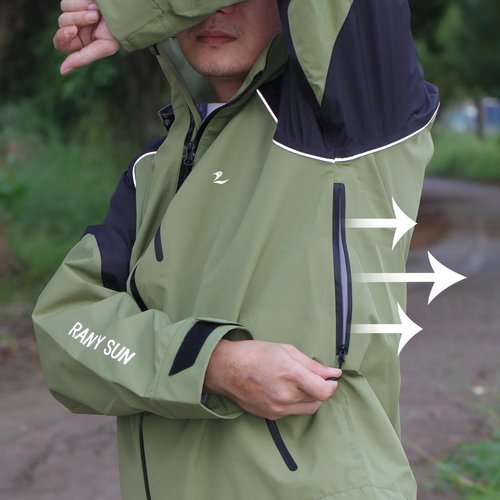 RANDY SUN Unisex Rain Jacket Mens Waterproof With Hood, Women's Raincoats, Reflective Lightweight Windbreaker.