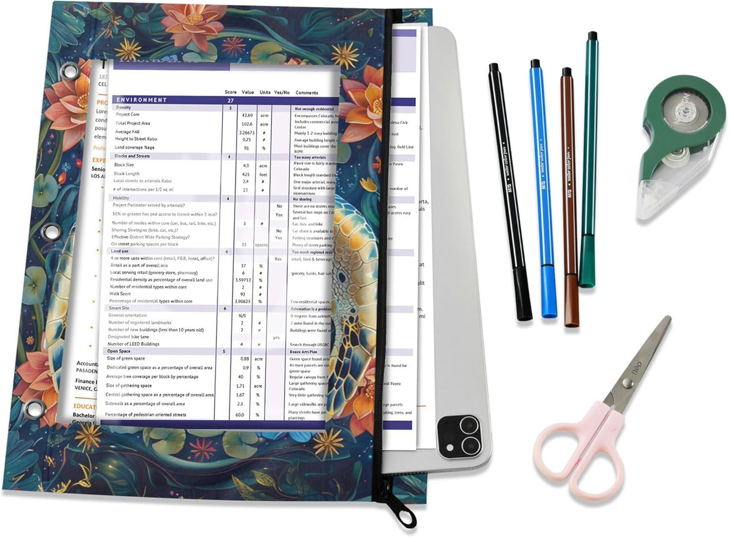 Largemouth Bass Fish 2 Pack 3 Ring Binder Pocket A4 Size Binder Pouches Clear PVC Loose Leaf Folder Sleeves Storage Bags for Files, Documents