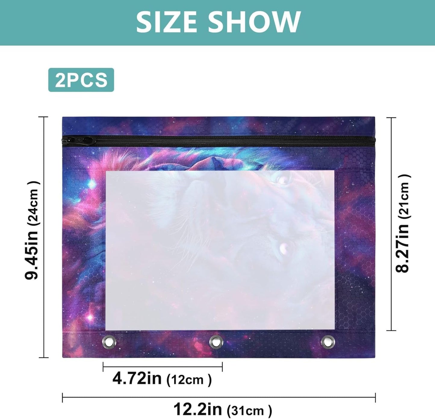 Largemouth Bass Fish 2 Pack 3 Ring Binder Pocket A4 Size Binder Pouches Clear PVC Loose Leaf Folder Sleeves Storage Bags for Files, Documents