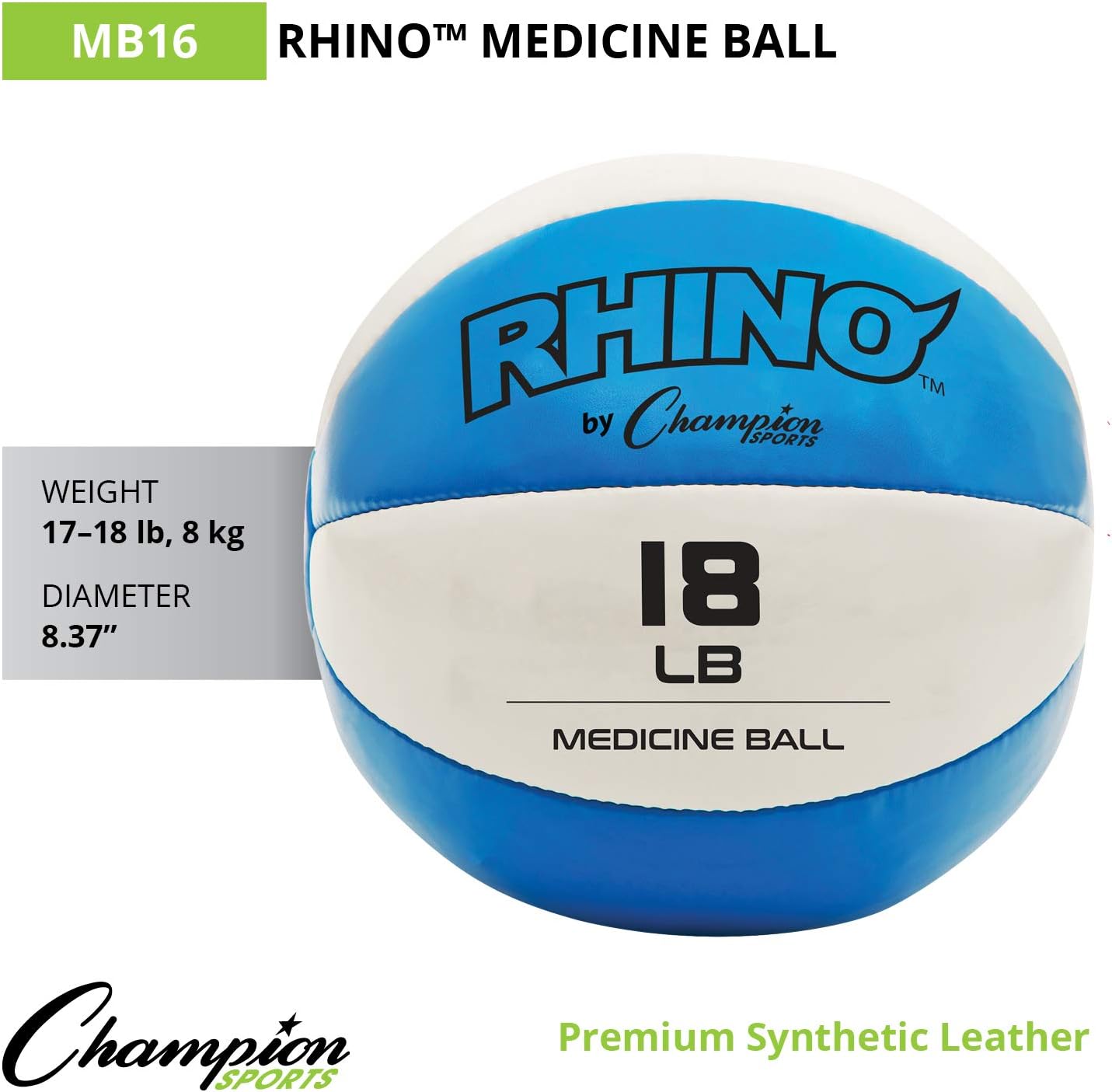 Champion Sports Exercise Medicine Balls, Leather with No-Slip Grip - Weighted Med Ball Set for Weight Training, Stability, Plyometrics, Cross Training, Core Strength - Multiple Styles