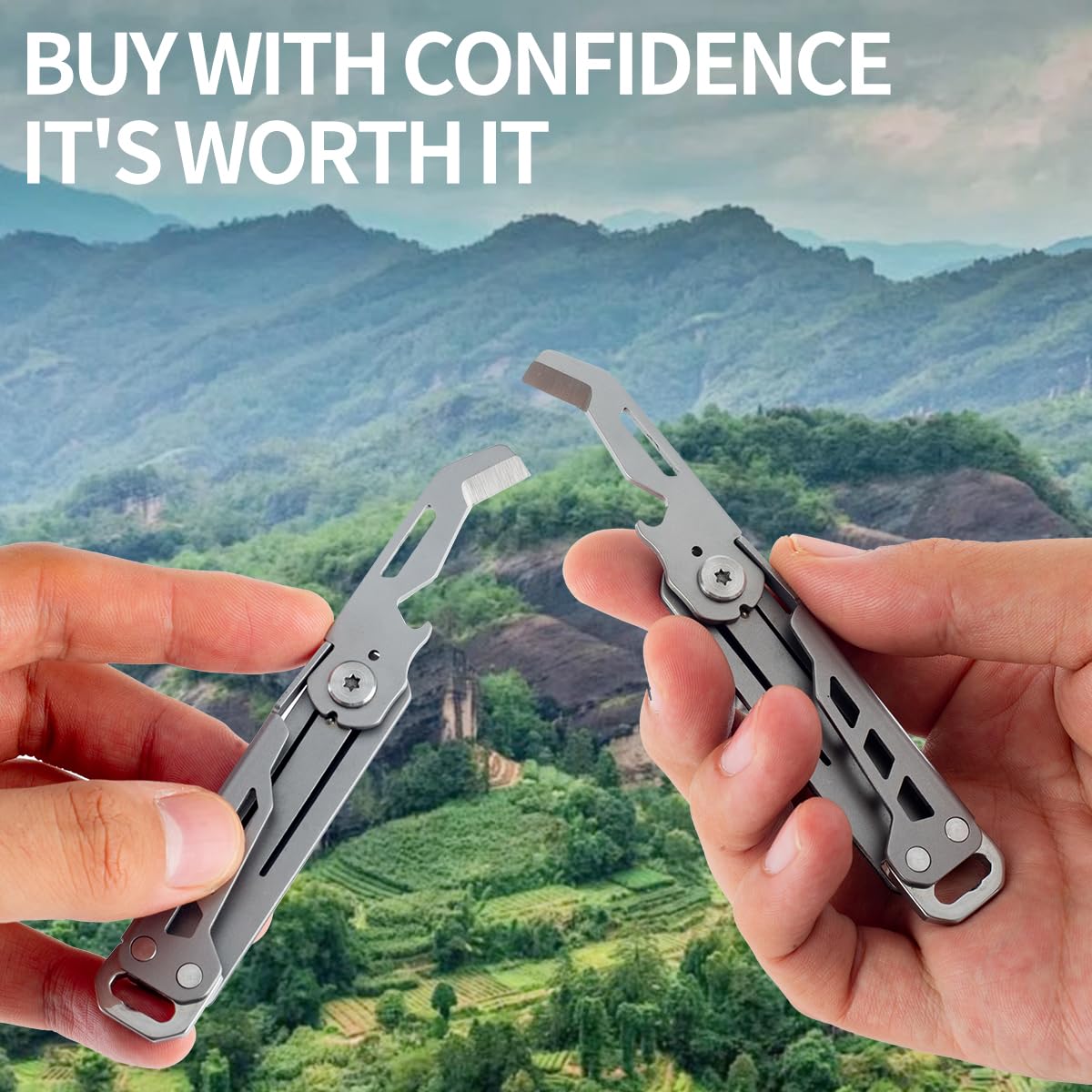 Keychain Bottle Opener, 2 in 1 Keychain Multi Tool, Portable Pocket Box Cutter, Stainless Steel Utility Gadget, Gift for Women, Men, Father, Christmas