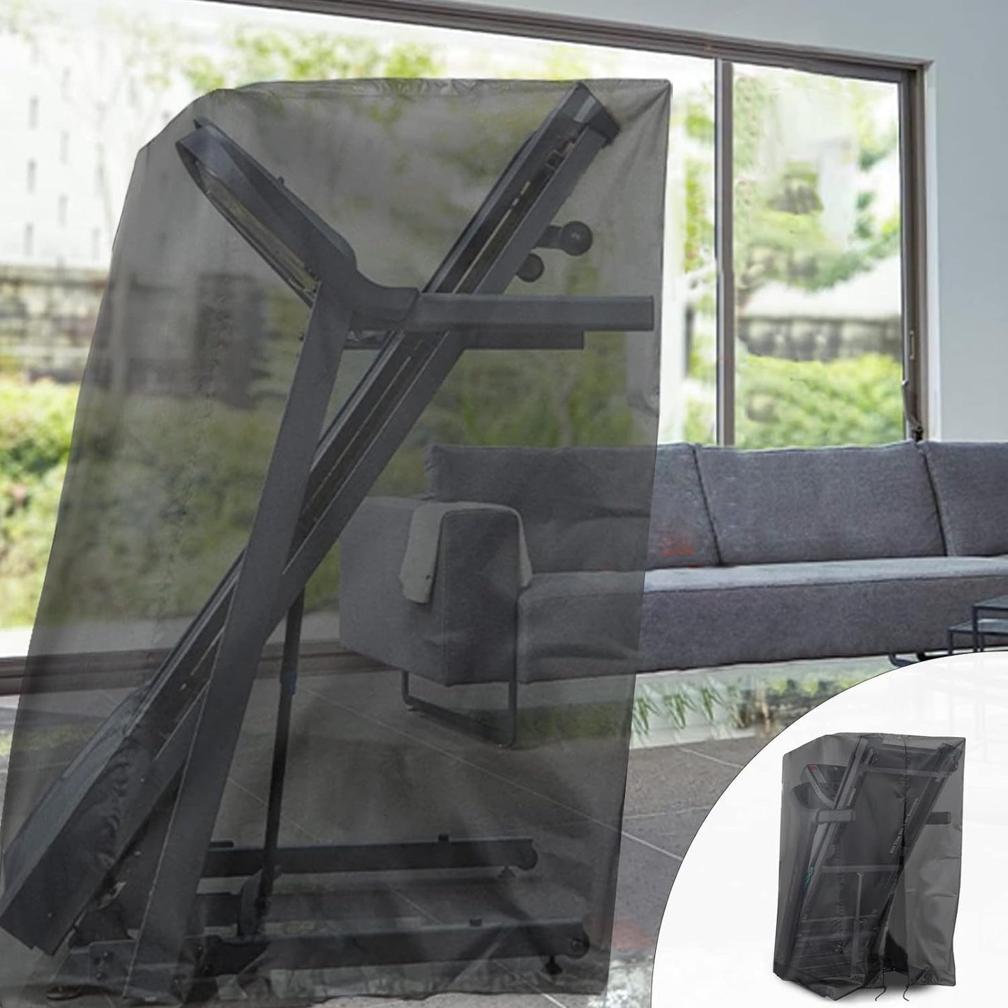 Iptienda Treadmill Cover, Folding Treadmill Covers Waterproof for Foldable Running Machine Indoor Outdoor, 46"L x 35"W x 71"H