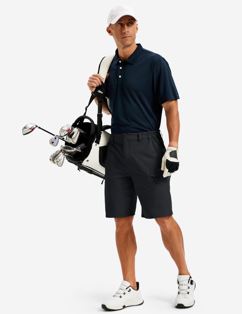 TACVASEN Men's Hiking Cargo Shorts Black Shorts with 5 Pockets D-Ring Quick Dry Lightweight Fishing Golf Casual Trekking