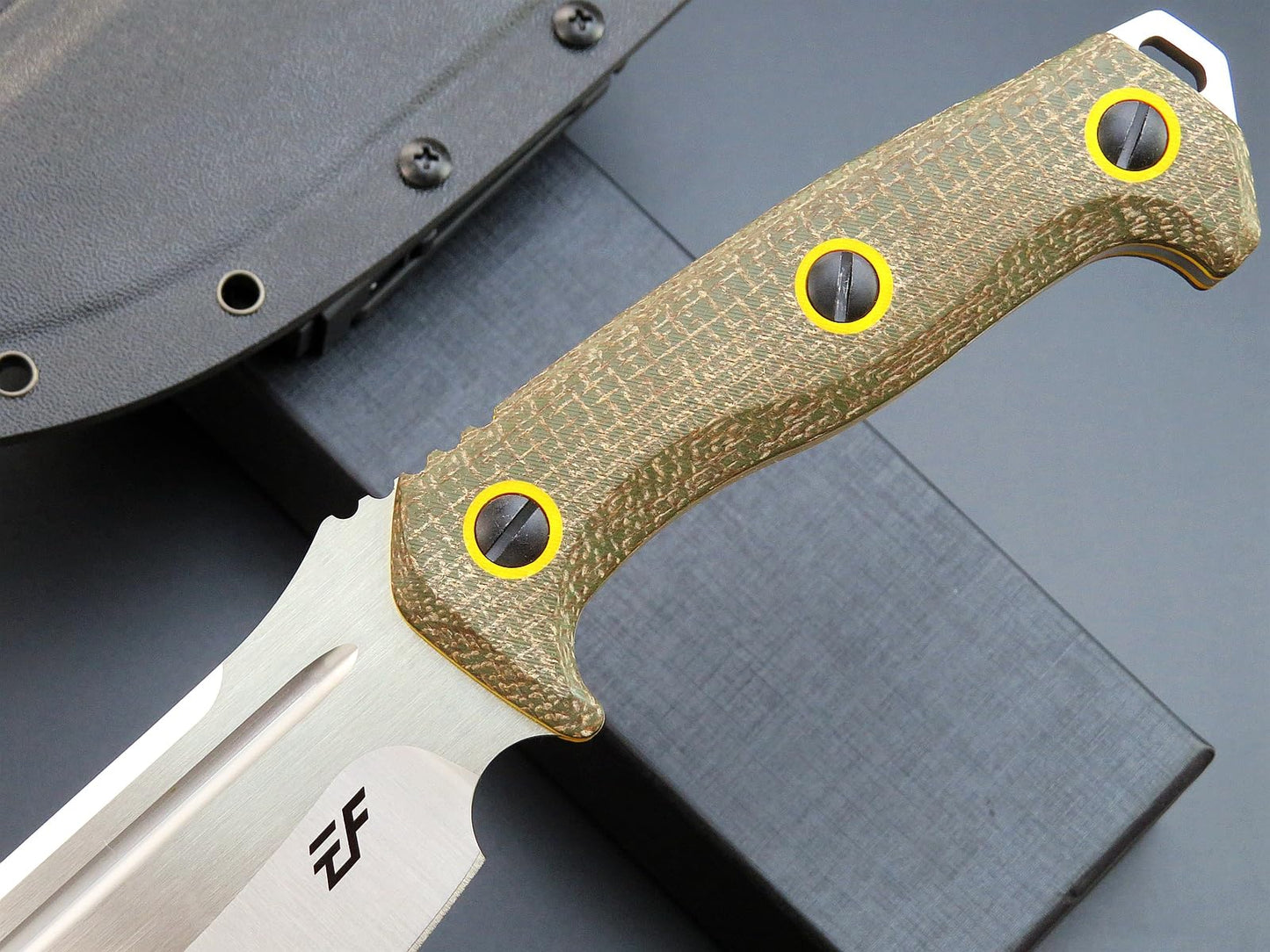 Eafengrow EF137 Fixed Blade Knife 2" Width N690 Steel Blade Micarta Handle Full Tang Heavy Duty Straight Knifes for Outdoor Working Camping Bushcraft(Green)