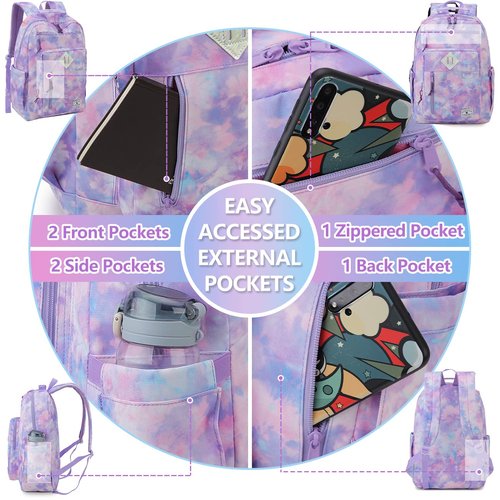 VX VONXURY Backpack for Men Women,Lightweight Bookbag with Mulitiple Pockets,Classical Water Resistant Travel Backpack