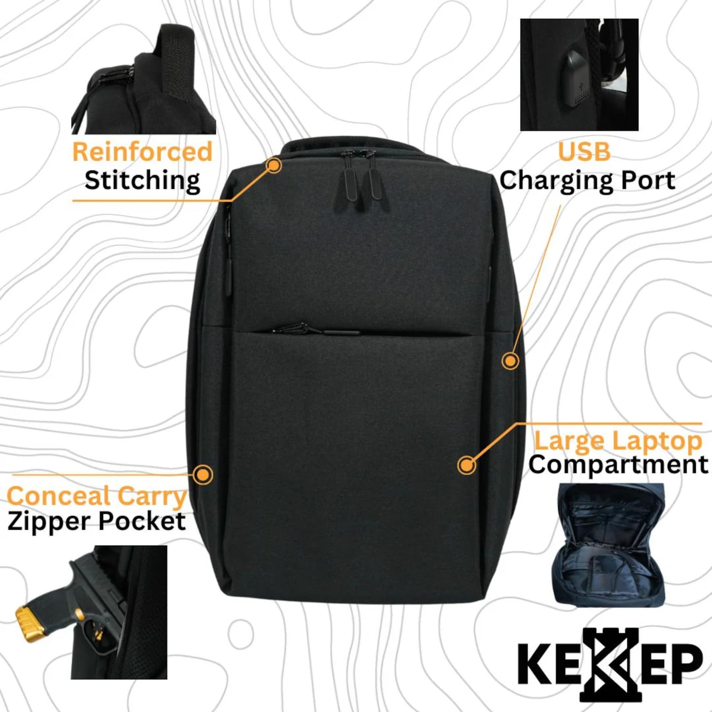 KEEP Conceal Carry Minimalist Laptop Bag, EDC Gear Bag For Everyday Carry, Tactical Bag for Work, Commuters, Travel, Outdoors, CCW, Tactical Backpack for Professionals, Black