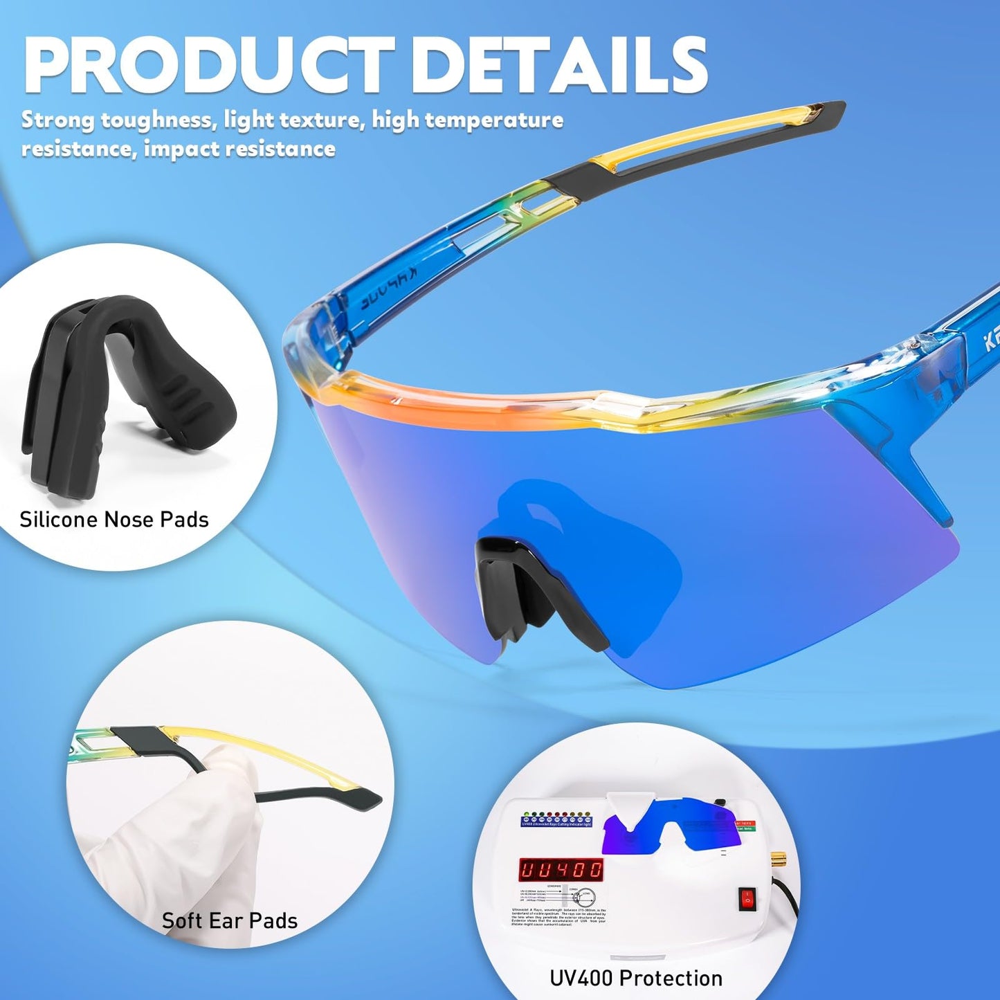 KAPVOE Youth Baseball Glasses Polarized Sports Sunglasses for Boys Girls 6-14 Years Old Softball Running Soccer UV400 Protection TR90 Frames