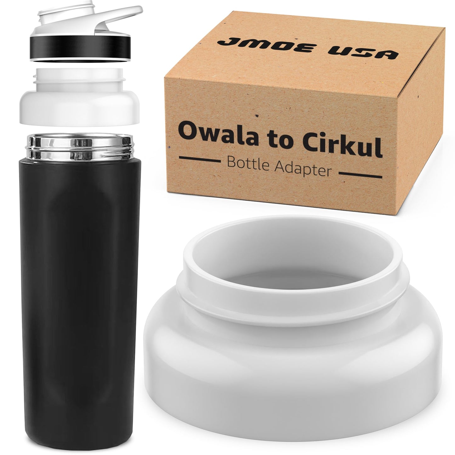 Jmoe USA Bottle Adapter Compatible with Owala to Cirkul | BPA-Free Plastic, Food-Grade Silicone | Fits 16oz, 24oz, 25oz, 32oz, 40oz Owala Bottles