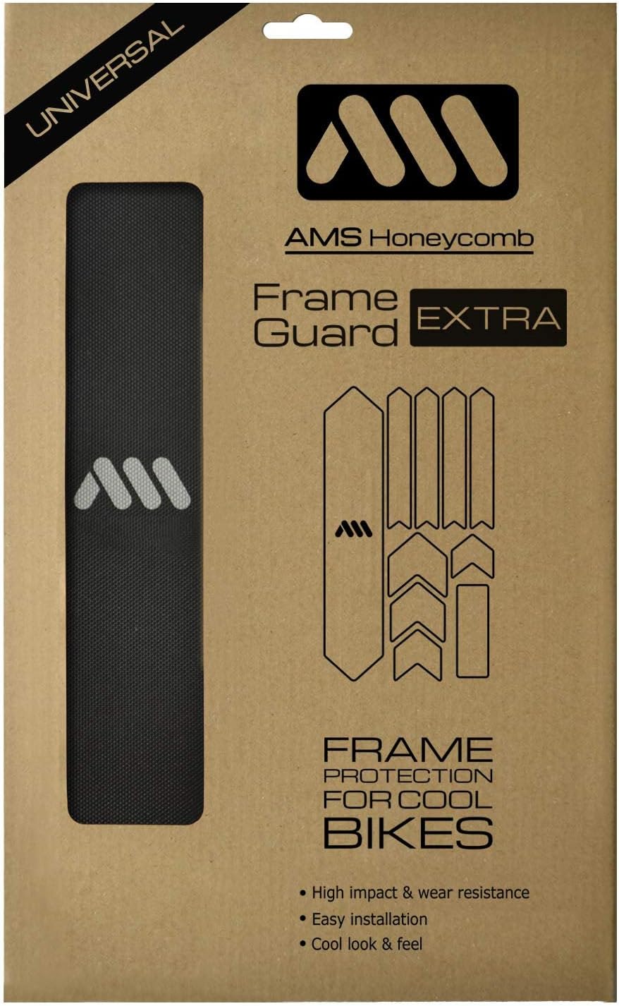 All Mountain Style Bike Frame Protector Extra - Universal Fit, 10-Piece Set for Down Tube, Chainstay, Cable Wear, High-Impact Honeycomb PVC