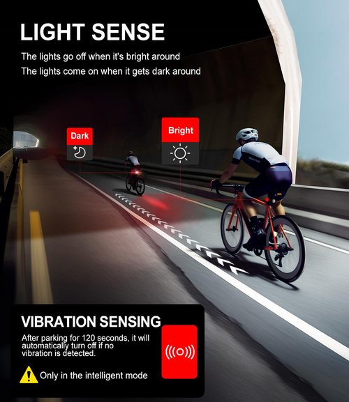 TOWILD TL03 Bike Tail Light Smart Brake Sensing Bike Rear Lights,Team Up with Same Frequency Auto On/Off Flash Strobe Safety Red Taillight for Road Cycling Commuting