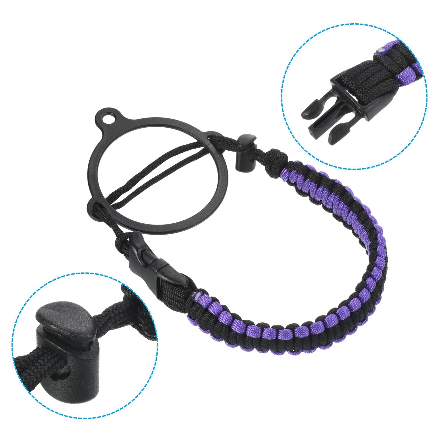 PATIKIL Paracord Handle, Lanyard Strap Carrier Water Bottle Handle Strap for 12oz to 64oz Wide Mouth Bottles, Black, Purple