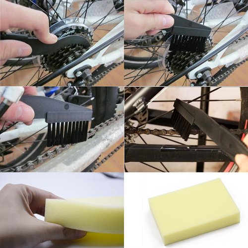 GWANJYUT Bike Chain Removal Tool include Bicycle Chain Checker,Chain Brushes, Chain Hook,Cleaning Sponge,5pcs 6/7/8/9/10/11/12 Single Speed Master Link