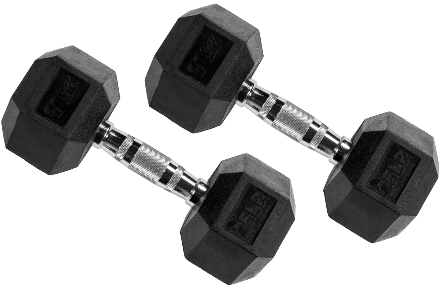 Fitvids Premium Rubber Encased Hex Dumbbell, 25LB Pair