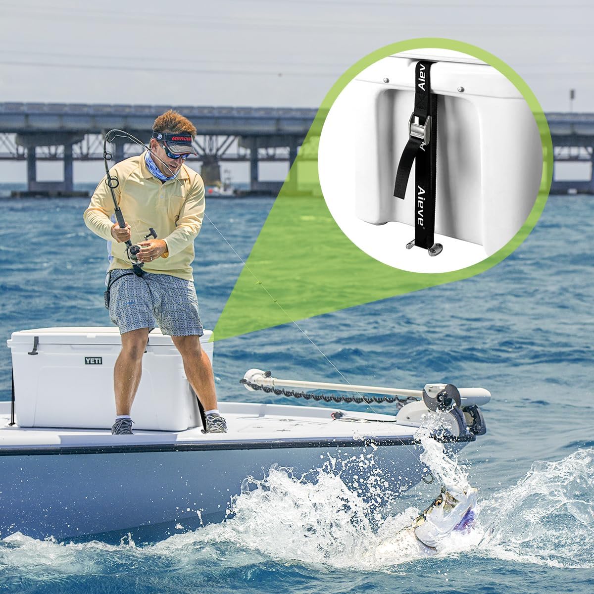 Aieve Cooler Tie Down Straps Kit - Ice Chest Lock Bracket - Cooler Accessories Secure for YETI Cooler RTIC Coolers