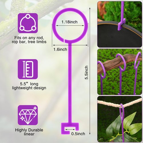 Motionchic 30 Pcs Pigeon Hooks Clay Target Holders Clay Pigeon Hooks Hangers Kit for Shooting Practice Various Hanging Methods Accessories (Purple)