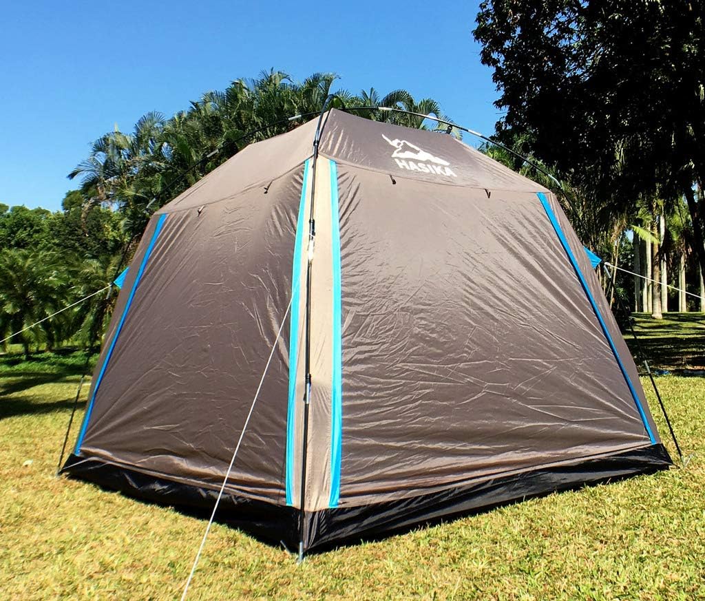 Hasika Screen Camping Tent with Floor 4 Season 8x8ft Large Mesh Room Shelter Canopy for Outdoors Gazebo Outside Poles Excluded
