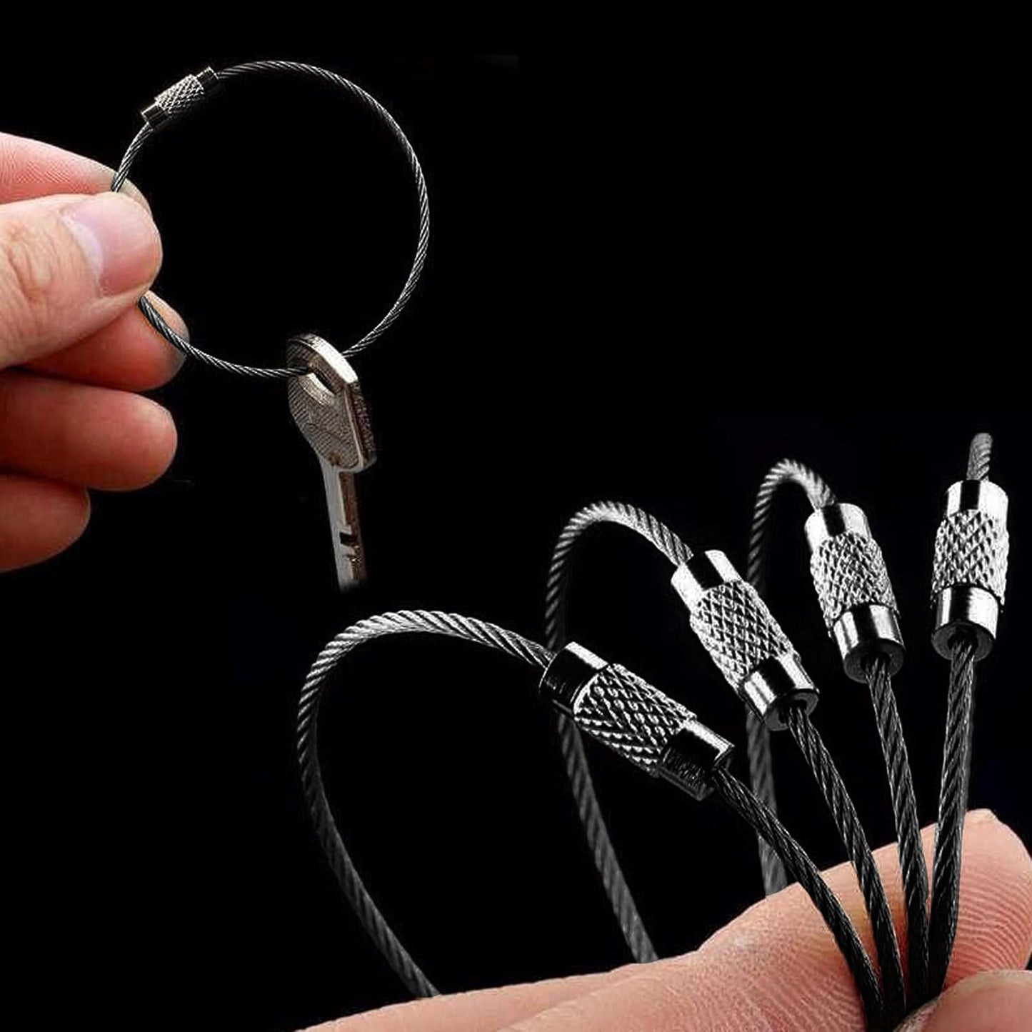 Large Key Ring Wire Stainless Steel Keychain Car Cable Keyring Loop Luggage Tag Hinge Keepers Binding Carabiner Big Locking