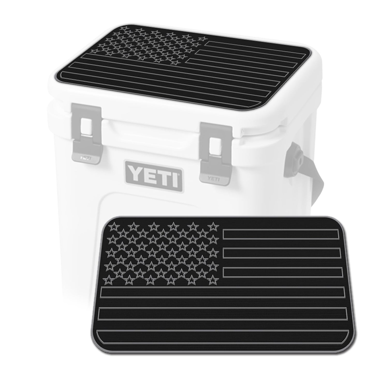 USATuff SeaDek EVA Mat Cooler Pad fits YETI 15 Roadie New | Peel & Stick Application | Non Slip Comfort Accessories - US Flag Design (Black-StormGray)