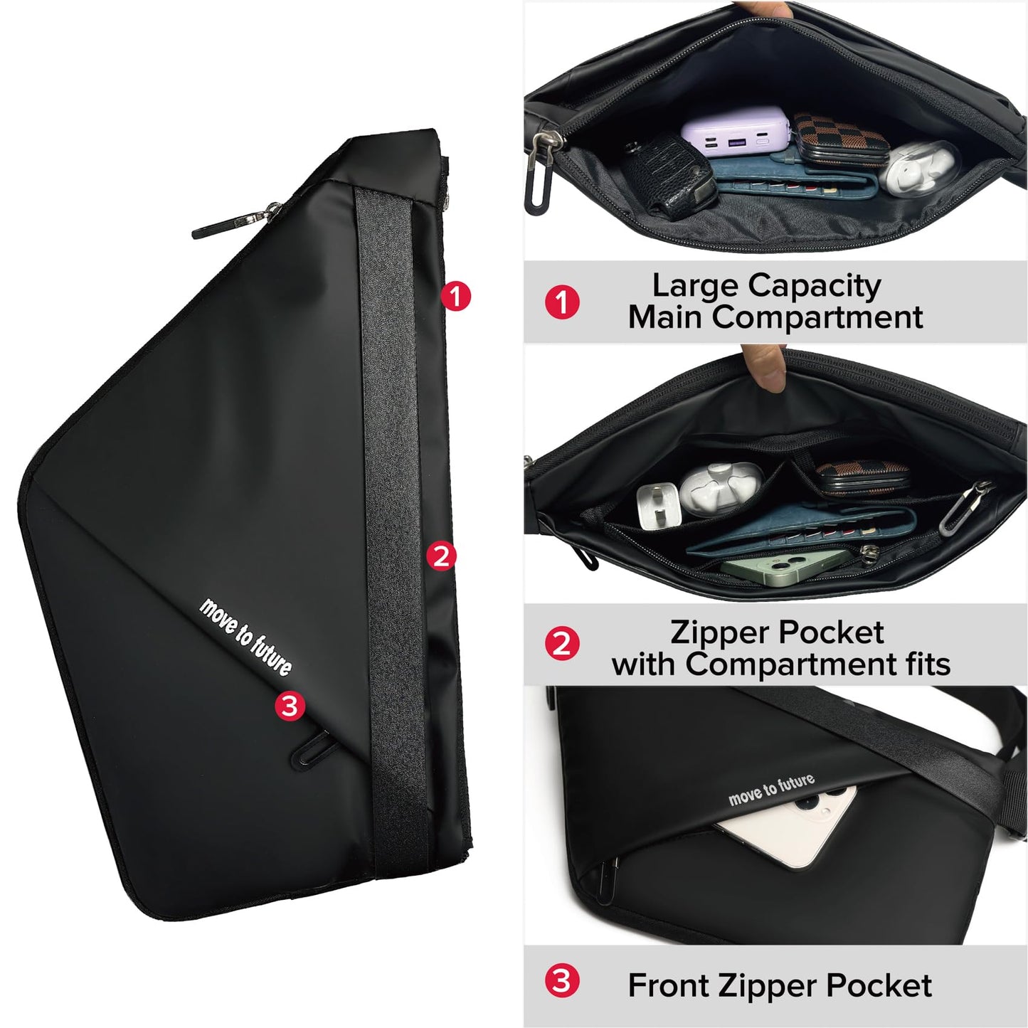MAYMOONER Personal Sling Shoulder Crossbody Flex Bag Men Women Anti-theft One Strap Casual Chest Bags Slim Backpack Biking