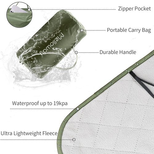 Mellowdy Easy-Carry Outdoor Blanket - Waterproof, Windproof, Warm, Utility Blanket for Camping, Picnic, Stadium, Beach, Gameday, Travel, Foldable with Carrying Bag (Olive Green, 55x80 inch)