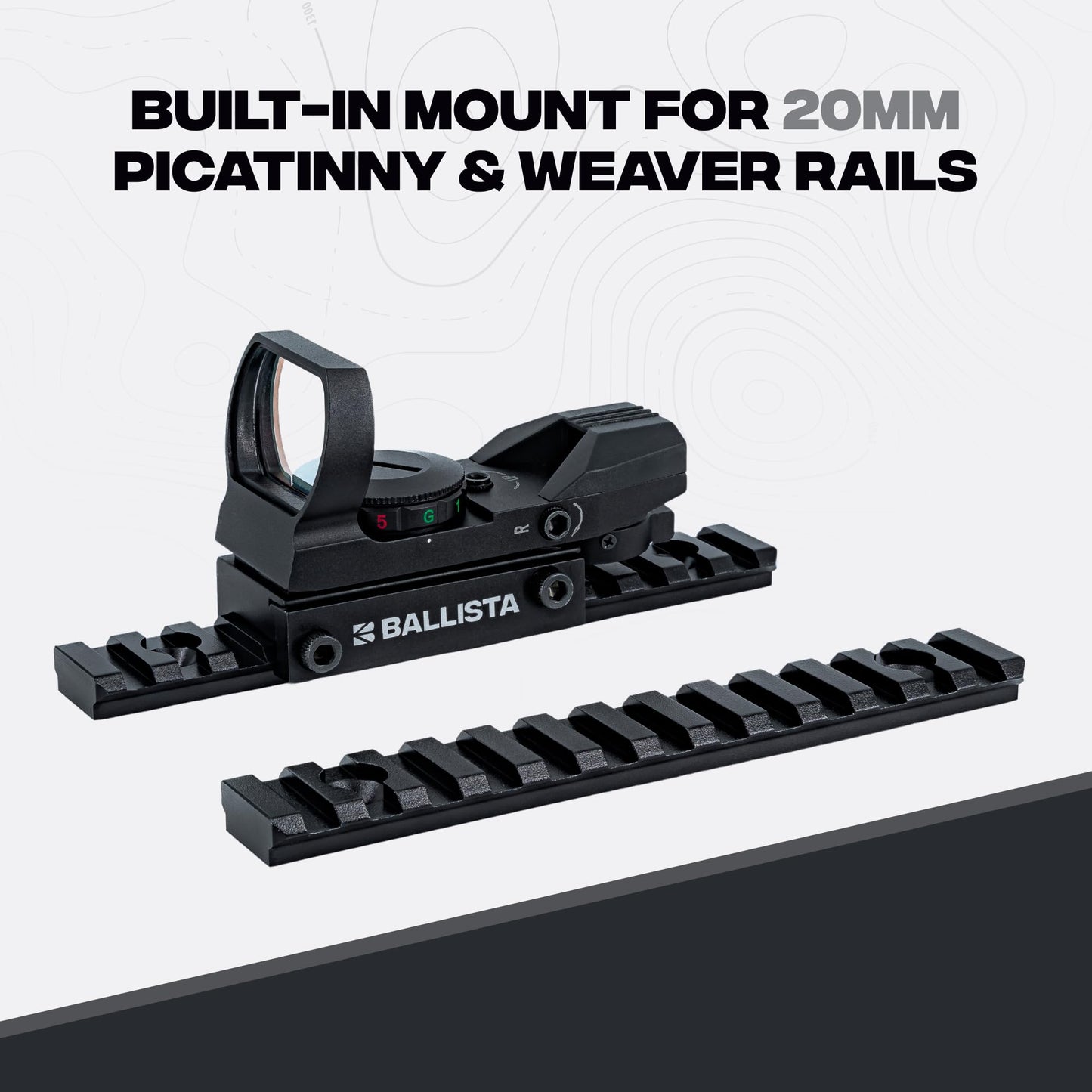 BALLISTA 1x23x34mm Tactical Reflex Green Red Dot Sight Optic with 20mm Rail Mount for Hunting Shooting, Battery Included