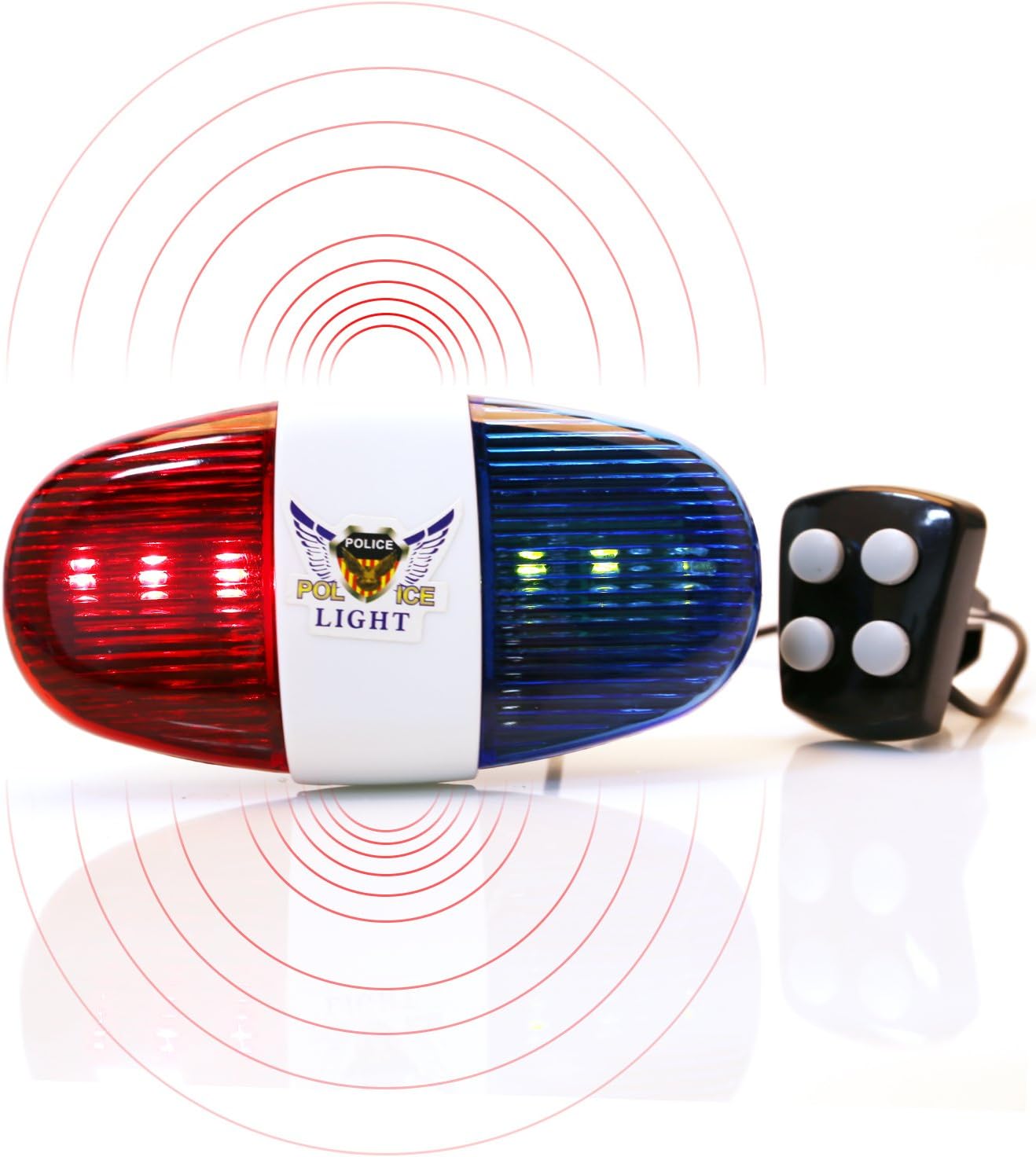 Oumers Bicycle Police Sound & Light, Bike LED Horn Siren, 6 LED Lights, 4 Sounds, Waterproof Accessories