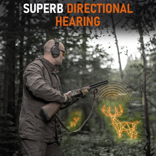 Sordin ACE Schakal Electronic Capsule Hearing Protectors - for Hunting & Shooting Sports - Green Headband & Green Capsules