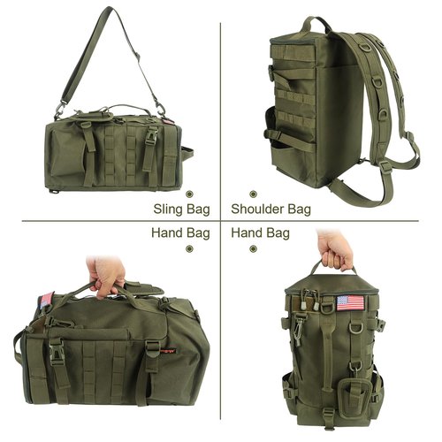 MoiShow Fishing Tackle Bag with Rod Holders, Large Storage, Tackle Box Backpack for Carrying Fishing Gear and Equipment, Gifts for Men, RBG02