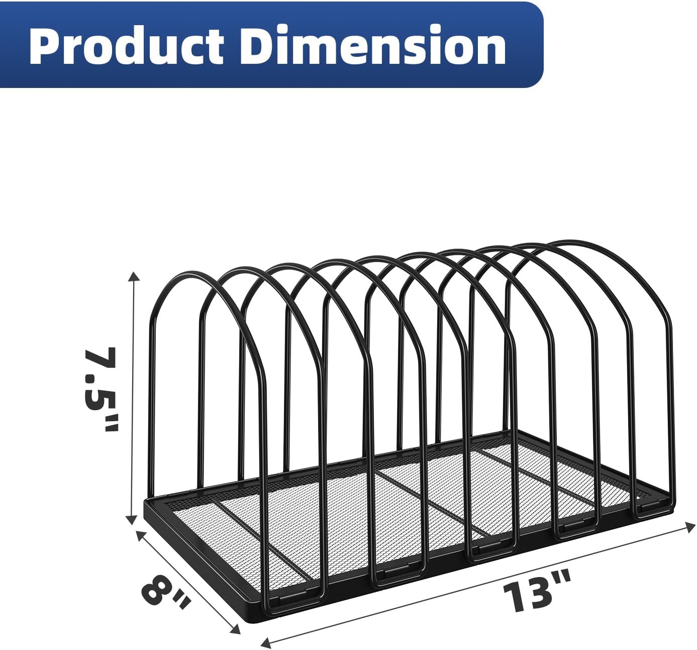 Simple Trending 9 Section Metal File Sorter Organizer for Desk, Vertical File Folder Stand for Home Office, Black