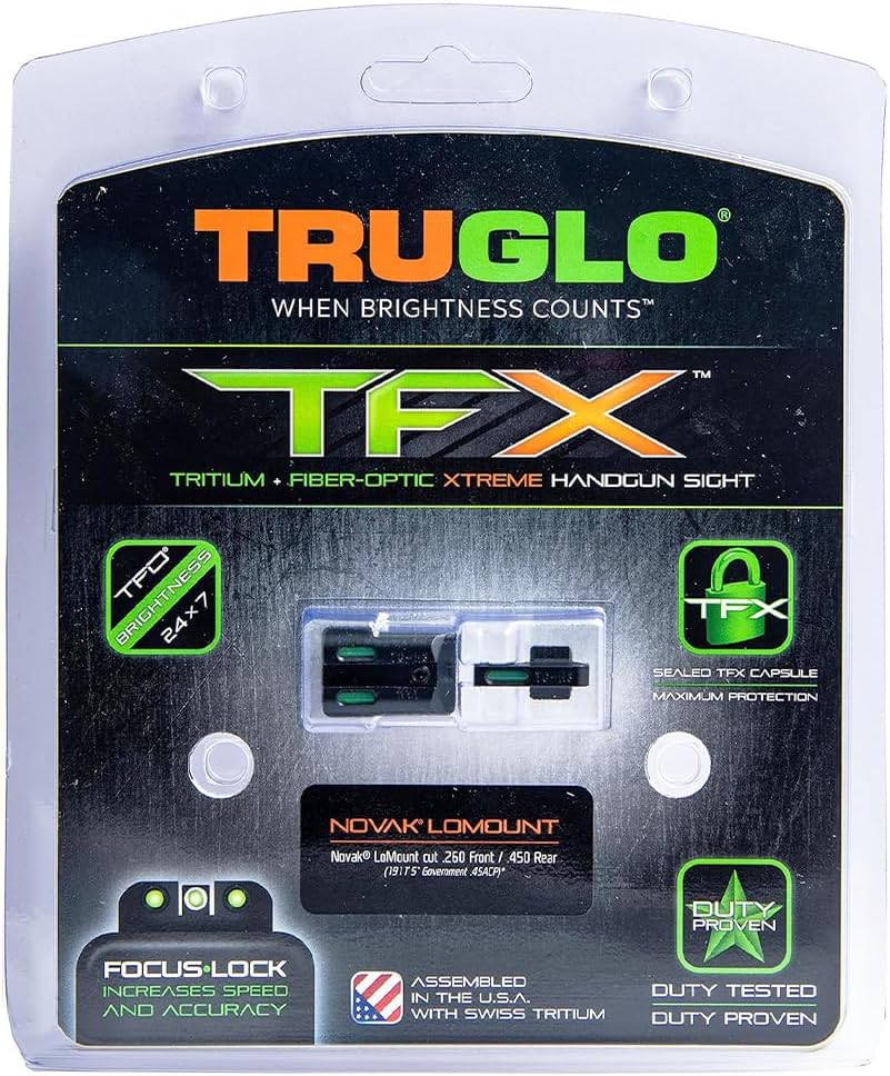 TRUGLO TFX Handgun Sight | Durable Shock-Resistant Compact Brightly Glowing Tritium & Fiber-Optic Xtreme Day/Night Sight for Handguns