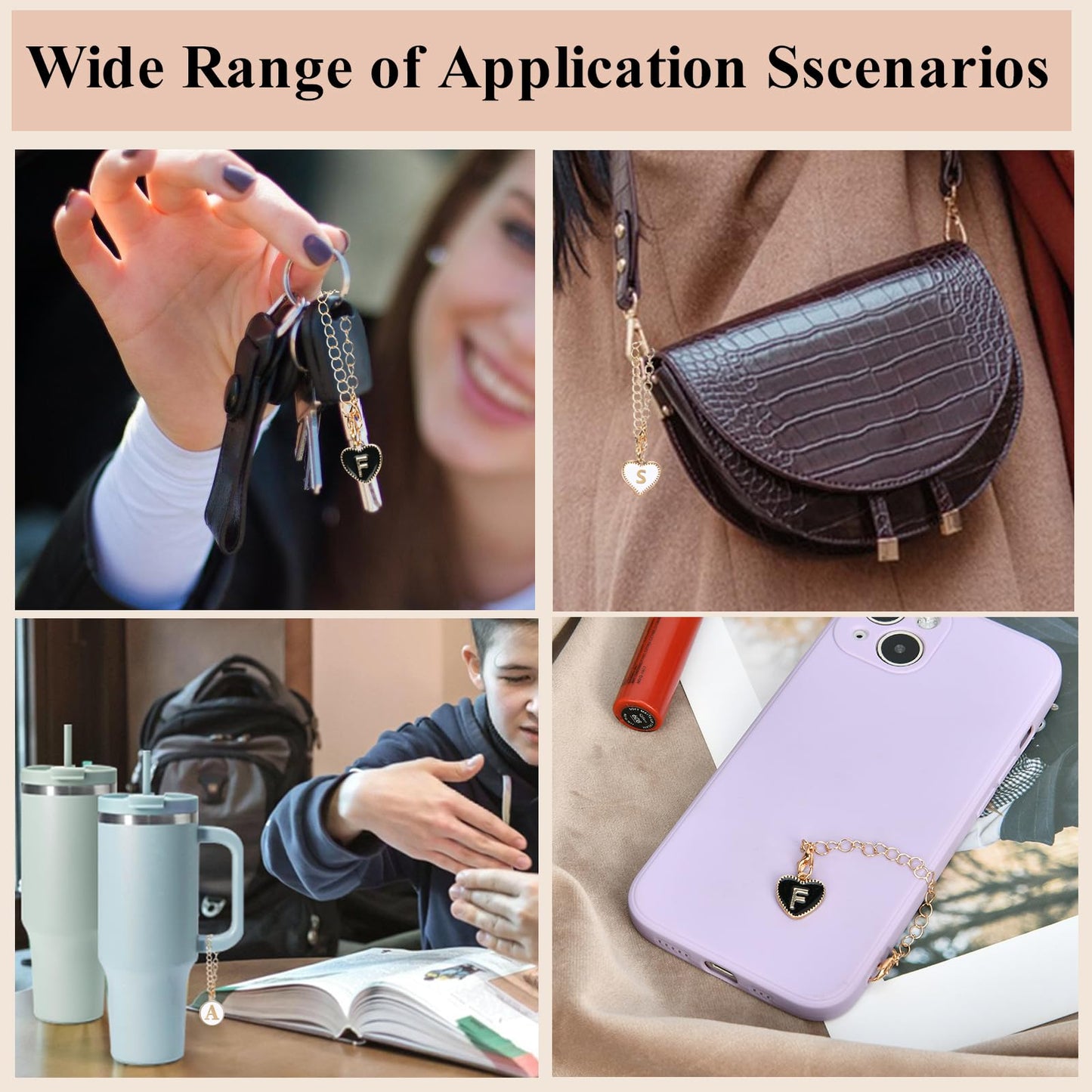 ibeacos Letter Charm Accessories for Stanley Cup, 3PCS Name ID Letter Handle Charm for Stanley/Simple Modern Tumbler, Round &Heart Shape Initial Identification Charms, 3PCS - C