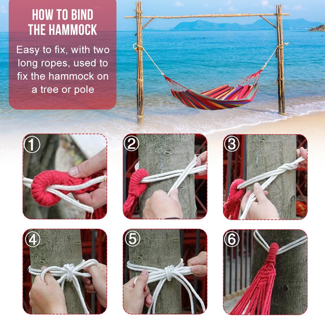 Aran co Ultra-Light Travel Camping Hammock with Tree Straps for Hanging - Durable Folding Hammock Up to 450lbs, Portable Hammock Camping for Indoor and Outdoor - Single/Red