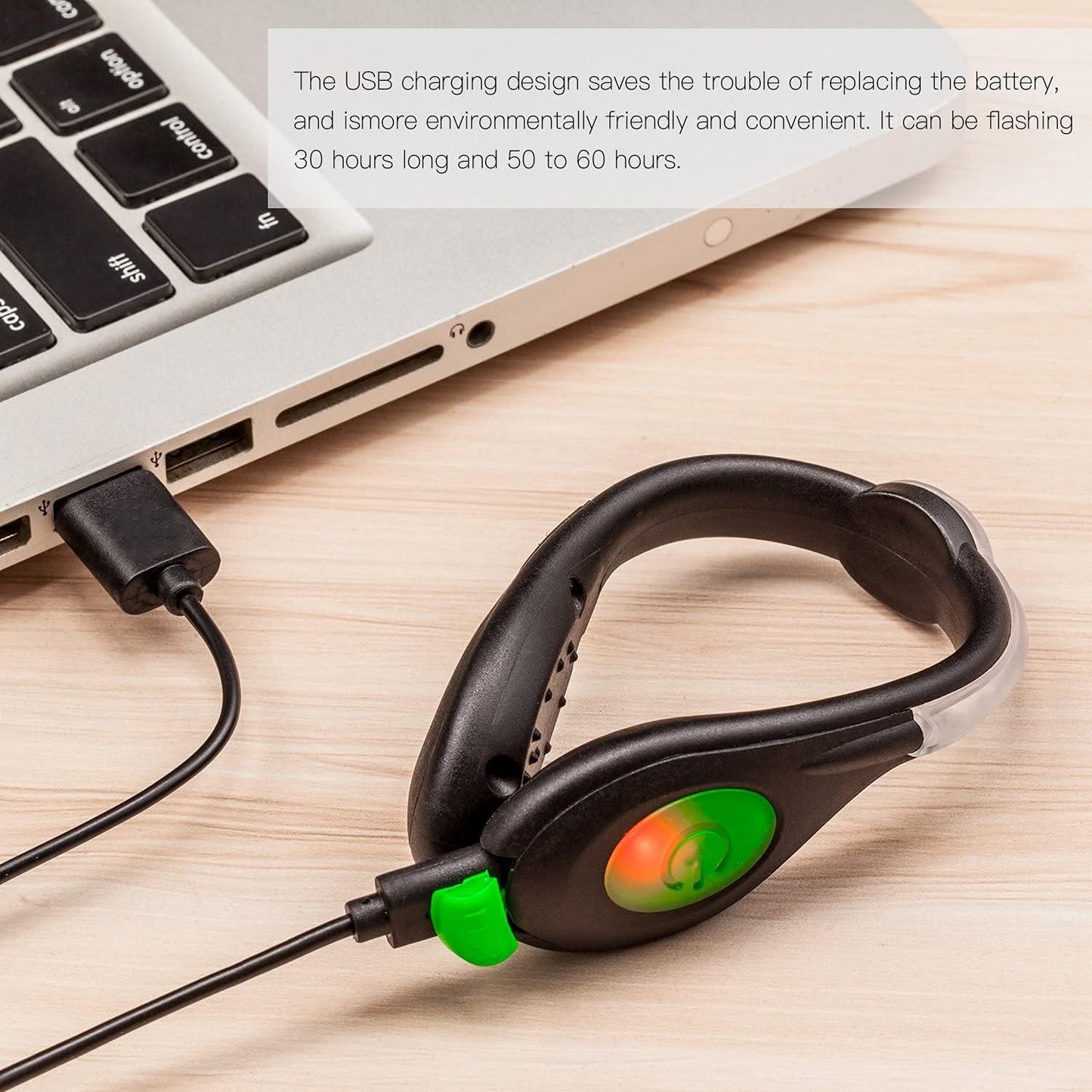 LED Shoes Clip Lights USB Charging for Night Running Gear, Color RGB Strobe and Steady Color Flash Mode, Safety Clip Lights for Running, Jogging, Walking, Biking(One Pair)