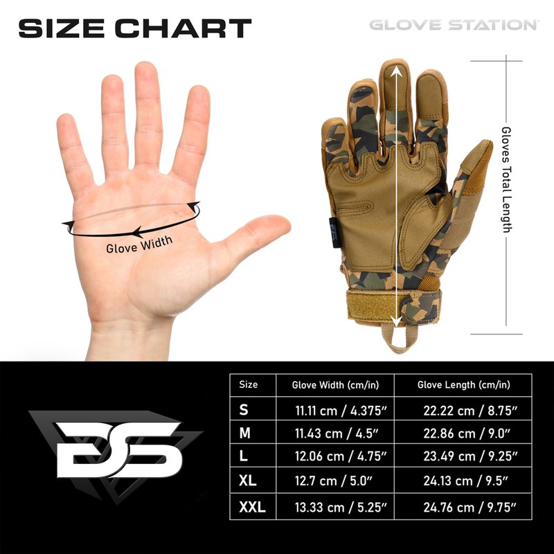 Glove Station Gloves for Men – Touchscreen Utility Gear with Hard Knuckle Protection Used in Motorcycle, Airsoft, & Outdoor Work Camouflage - Hard Knuckle Large