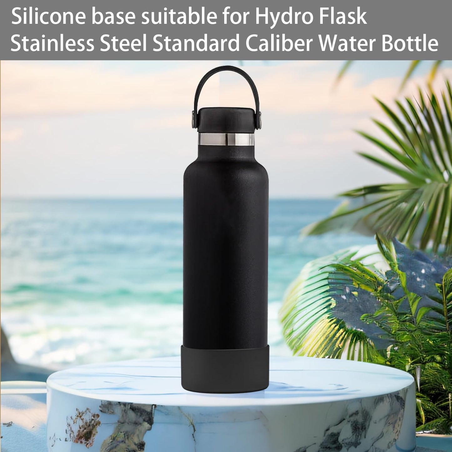 2 PCS Silicone Boot for Hydro Flask Stainless Steel Standard Mouth Water Bottle,Silicone Bottom for Hydro Flask 21oz Stainless Steel Standard Mouth Water Bottle,Avoid Scratches and Noise(Black)