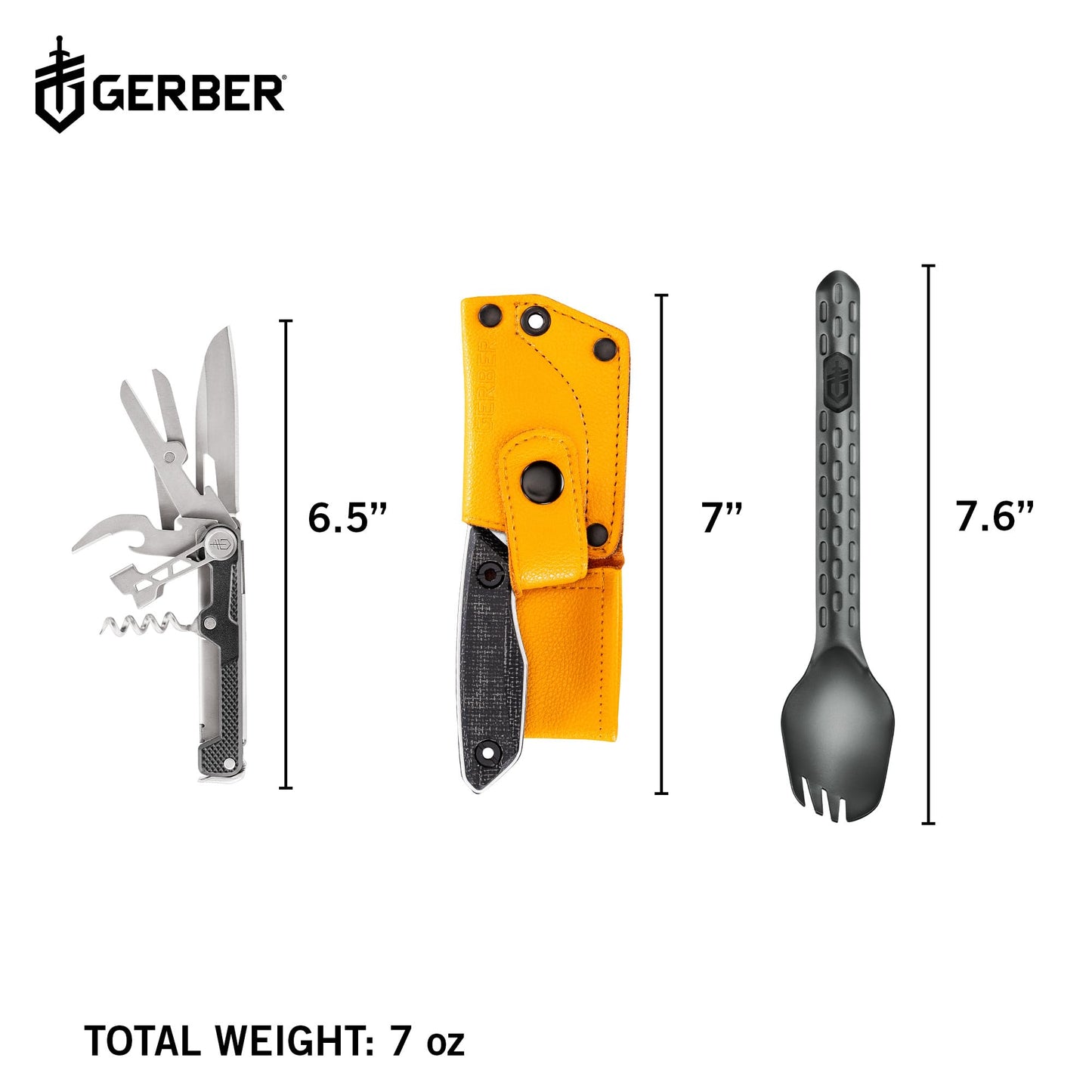 Gerber Gear Hike Kit - Camping Collection with Devour Multi-Fork, Stowe Fixed-Blade Knife & Armbar Cork Multitool - Premium Camping Equipment