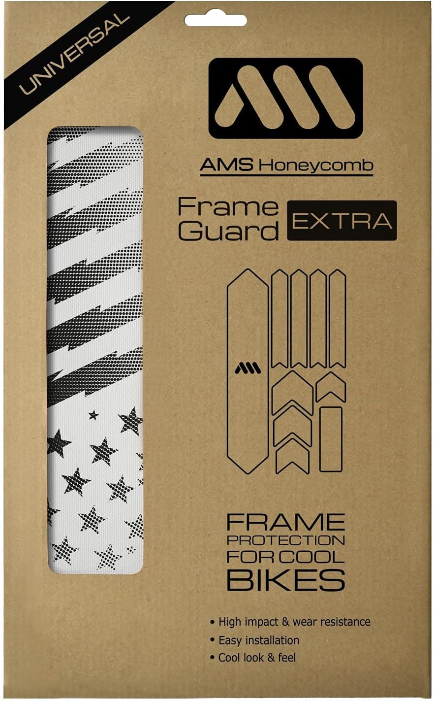 All Mountain Style Bike Frame Protector Extra - Universal Fit, 10-Piece Set for Down Tube, Chainstay, Cable Wear, High-Impact Honeycomb PVC