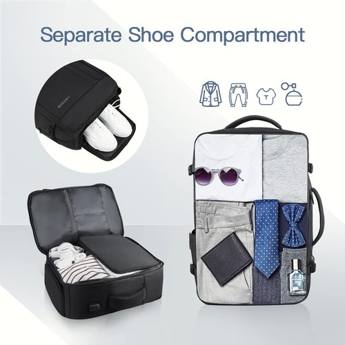Gieury Black and Grey Carry On Backpack Bundle