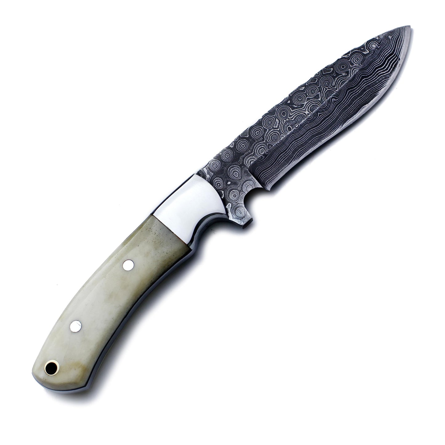 WolfKlinge Handmade Damascus Steel Knife Bowie for Hunting,Survival,Camping,Bushcrafting and Fishing Fixed Blade Dagger with Drop point Full Tang Micarta Handle-Cowhide-Leather Sheath - WKD-793
