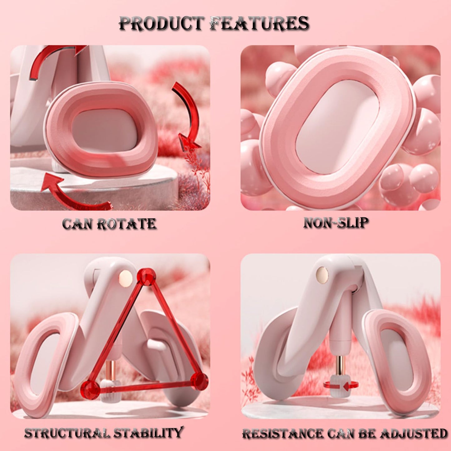 Thigh Exerciser Master Upgraded Version,Adjustable Resistance,Workout Equipment of Arms,Home Fitness Equipment,Inner Thigh Toners Master,Trimmer Thin Body,Leg Exercise Equipment,Arm Trimmers (Pink)