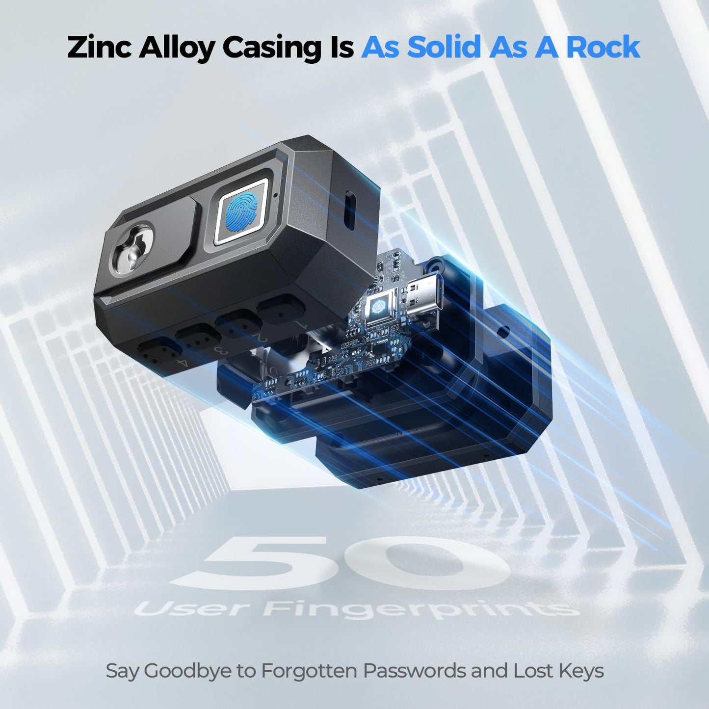 AINIRO Biometric Trigger Lock, Gun Trigger Lock for Rifles and Shotguns, Handguns, Quick-Access Gun Lock with Key, Keypad, Fingerprint; Shotgun Lock for Car, Bedside, Drawer