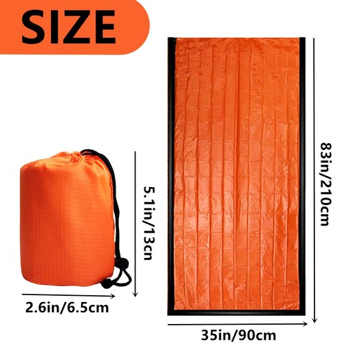 goldhik 2 Pack Emergency Sleeping Bag, Mylar Emergency Blanket, Waterproof Lightweight Survival Shelter Blanket, Portable Survival Thermal Bivy Sack for Outdoor Camping Hiking Adventure