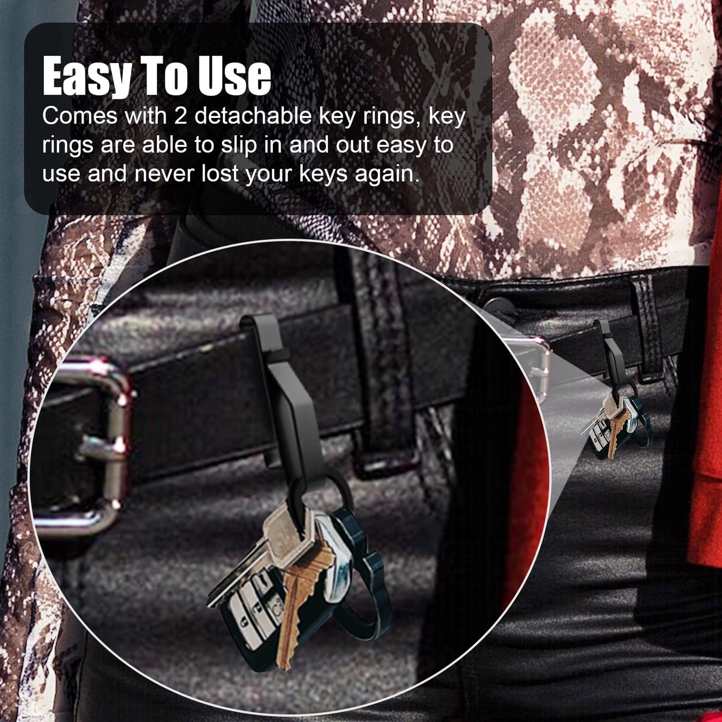 Belt Key Holder Clip, Fits 1.5-2.25inch/3.8cm-5.7cm Standard or Extra Thick Duty Belts Quick Release Tactical Belt Key Holder Clip Designed for Police Prison Guards law enforcement fire agencie