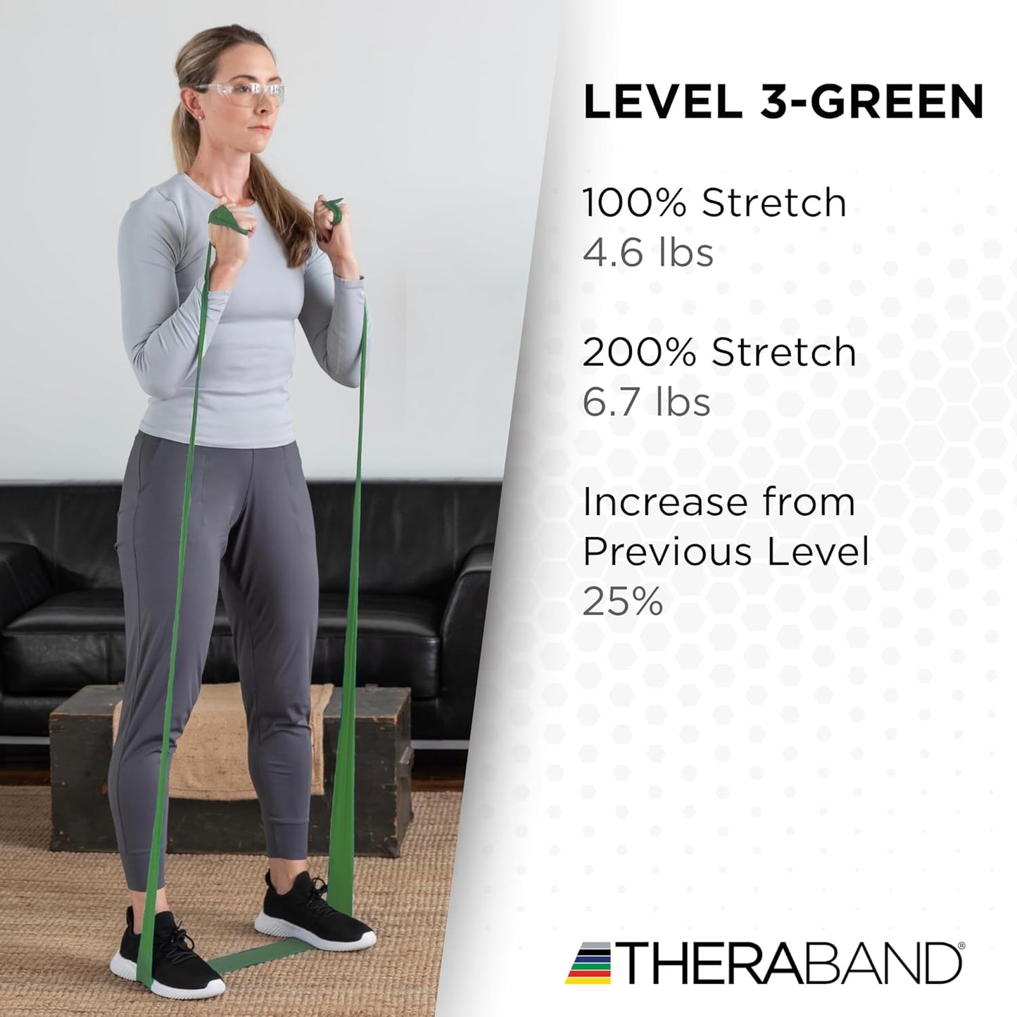 THERABAND Resistance Band, Green, Heavy, 50-Yard Roll, Latex Elastic Band for Exercise, Stretching, Physical Therapy, Yoga, Pilates, Home Workouts, Cut-to-Length, Color-Coded Levels